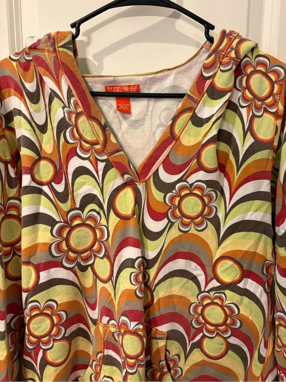 Retro Floral Hooded Sweater - Multicolor